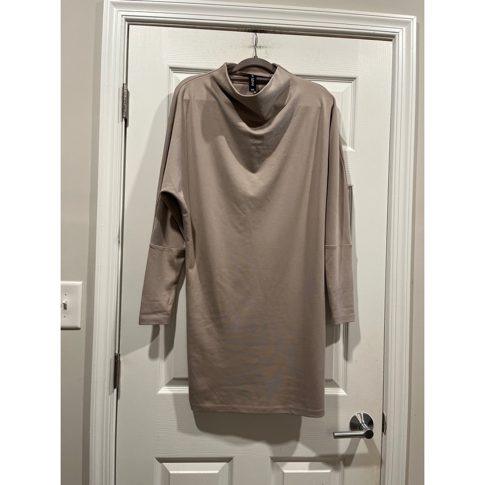 Savvi Taupe Cowl Neck Dolman Sleeve Tunic Mini Dress Medium Tan‎ Long Sleeve
